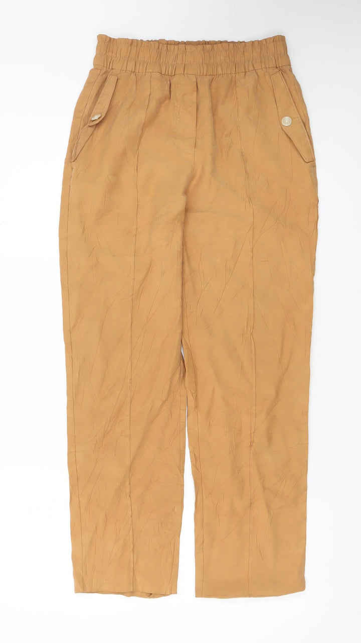 Next Women’s Beige Viscose Blend Trousers Size 8R Elastic Waist