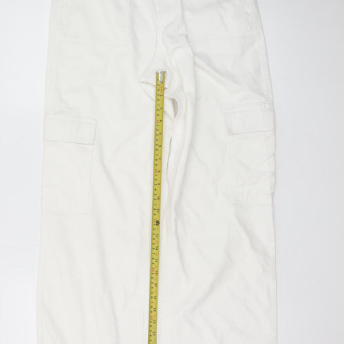 River Island Women’s White Cotton Cargo Trousers Size 6R