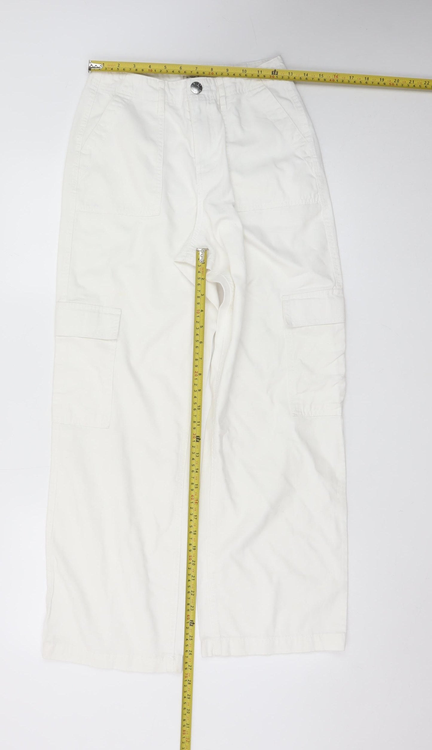 River Island Women’s White Cotton Cargo Trousers Size 6R
