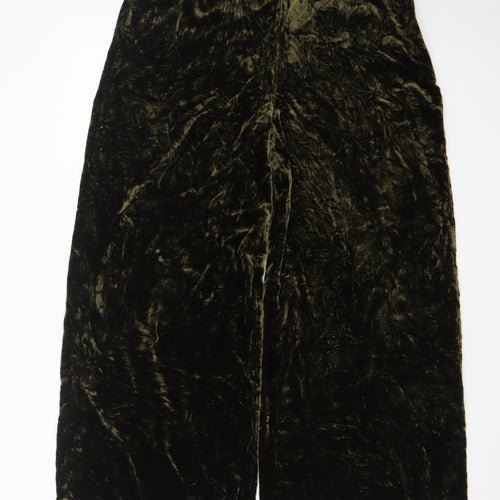 Marks and Spencer Women’s Green Velvet Wide-Leg Trousers Size 10