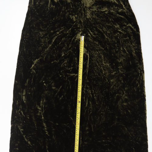 Marks and Spencer Women’s Green Velvet Wide-Leg Trousers Size 10