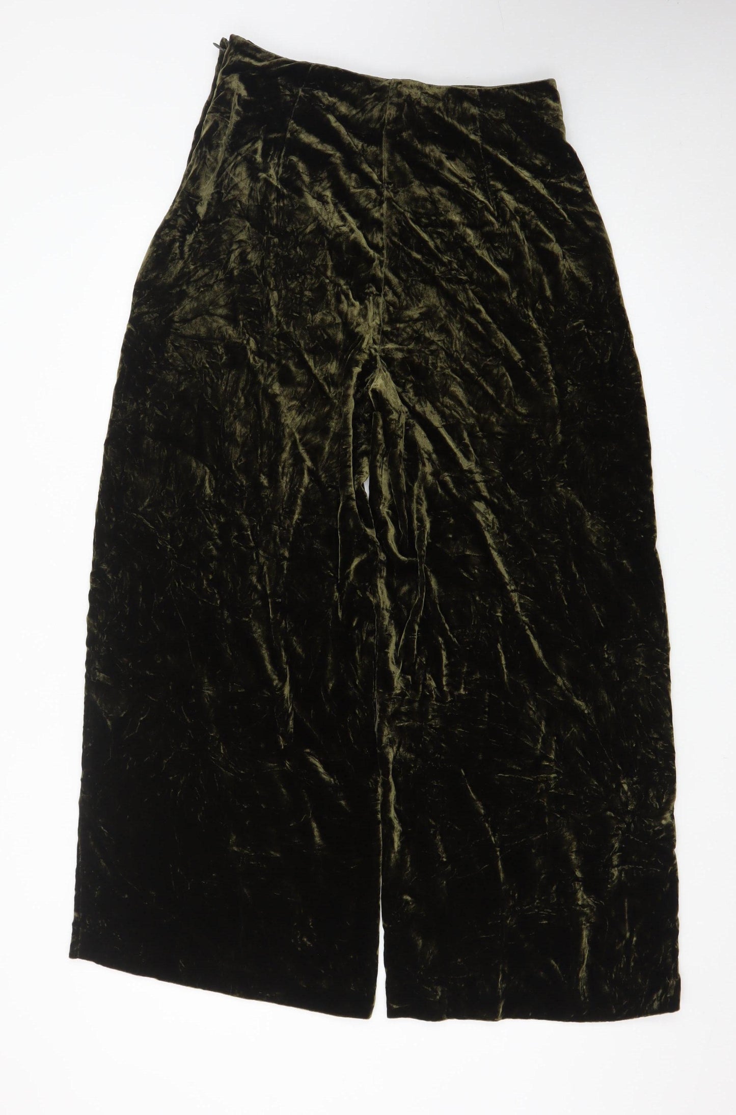 Marks and Spencer Women’s Green Velvet Wide-Leg Trousers Size 10