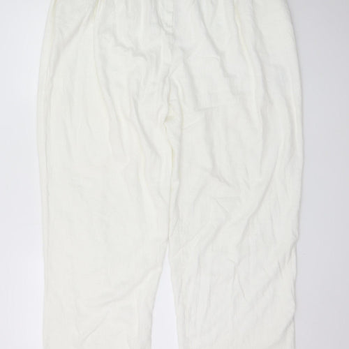 ASOS Design Women White Linen Blend Cropped Trousers Size 16