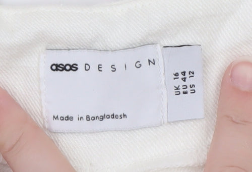 ASOS Design Women White Linen Blend Cropped Trousers Size 16