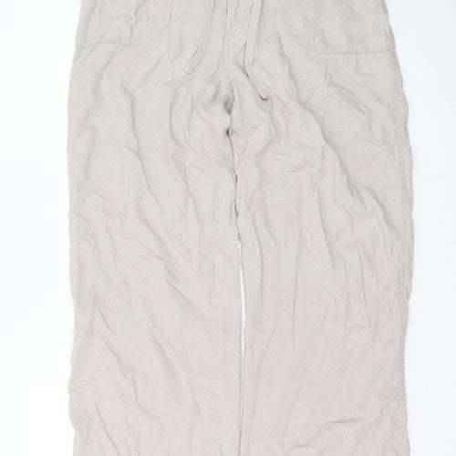 H&M Divided Womens Beige Linen Blend Cargo Trousers Size S