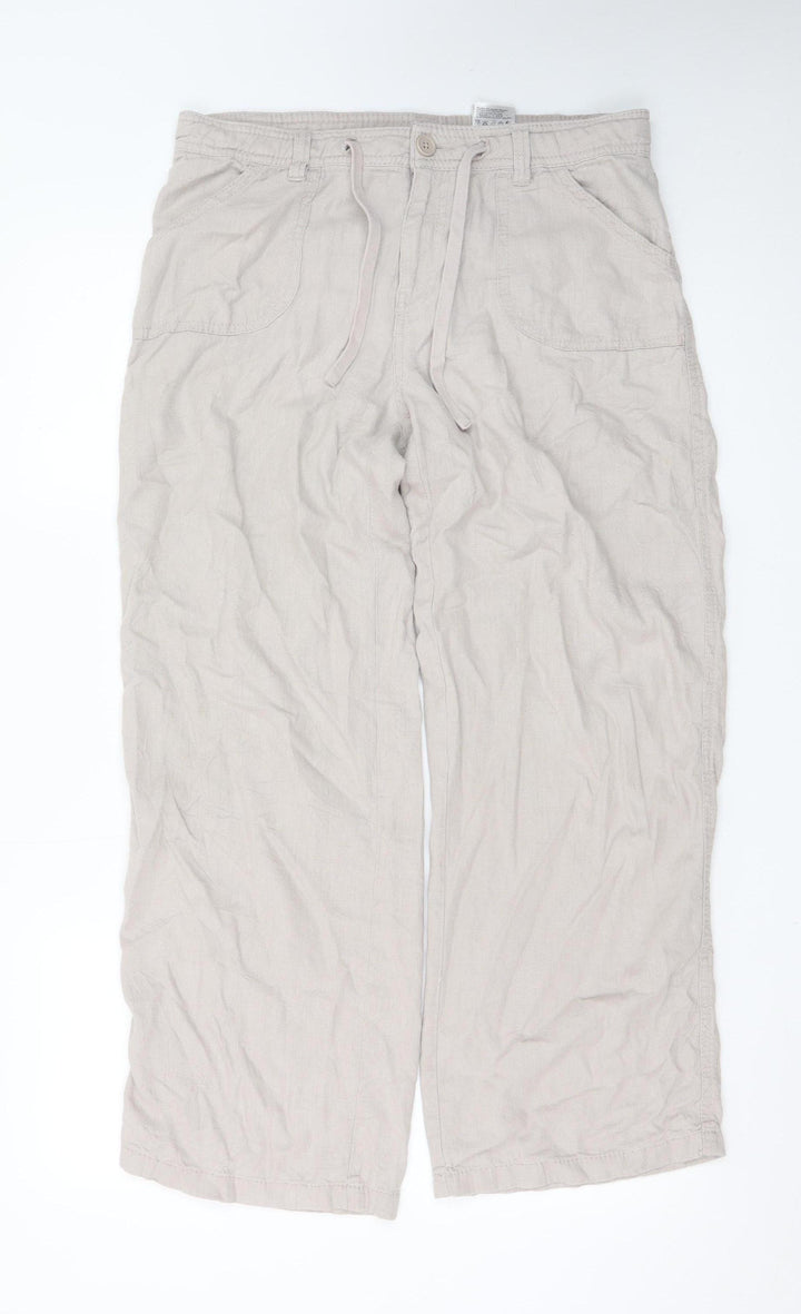 H&M Divided Womens Beige Linen Blend Cargo Trousers Size S