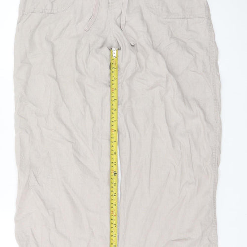 H&M Divided Womens Beige Linen Blend Cargo Trousers Size S