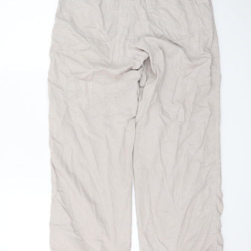H&M Divided Womens Beige Linen Blend Cargo Trousers Size S