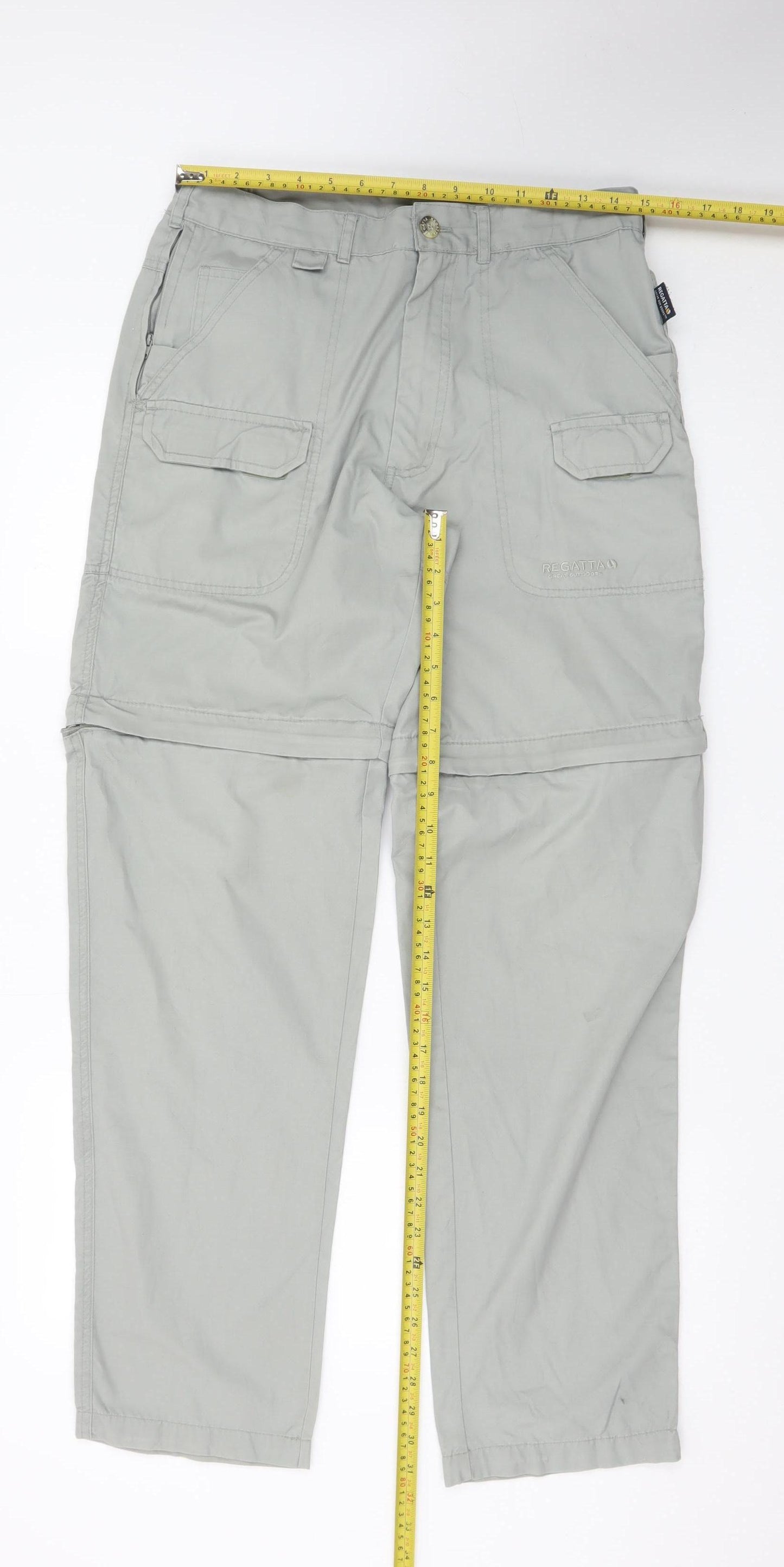 Regatta Men's Grey Convertible Cargo Trousers 32W 33L Lightweight Outdoor