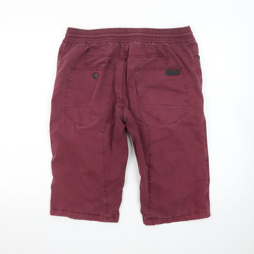 Next Men Red Cargo Shorts Size 32 Elastic Waist Drawstring