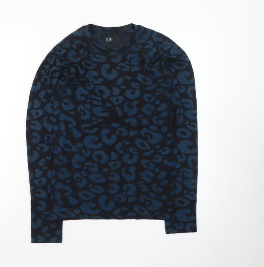 Sweaty Betty Womens Blue Animal Print Long Sleeve Top Size S