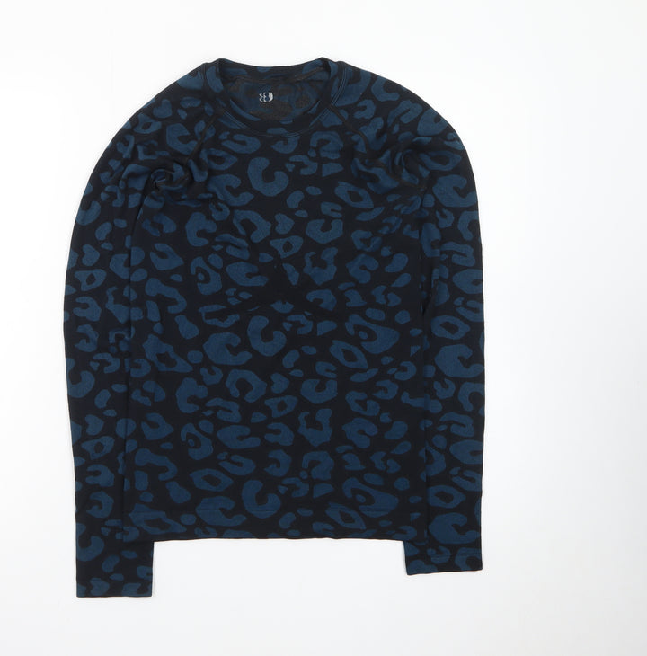 Sweaty Betty Womens Blue Animal Print Long Sleeve Top Size S