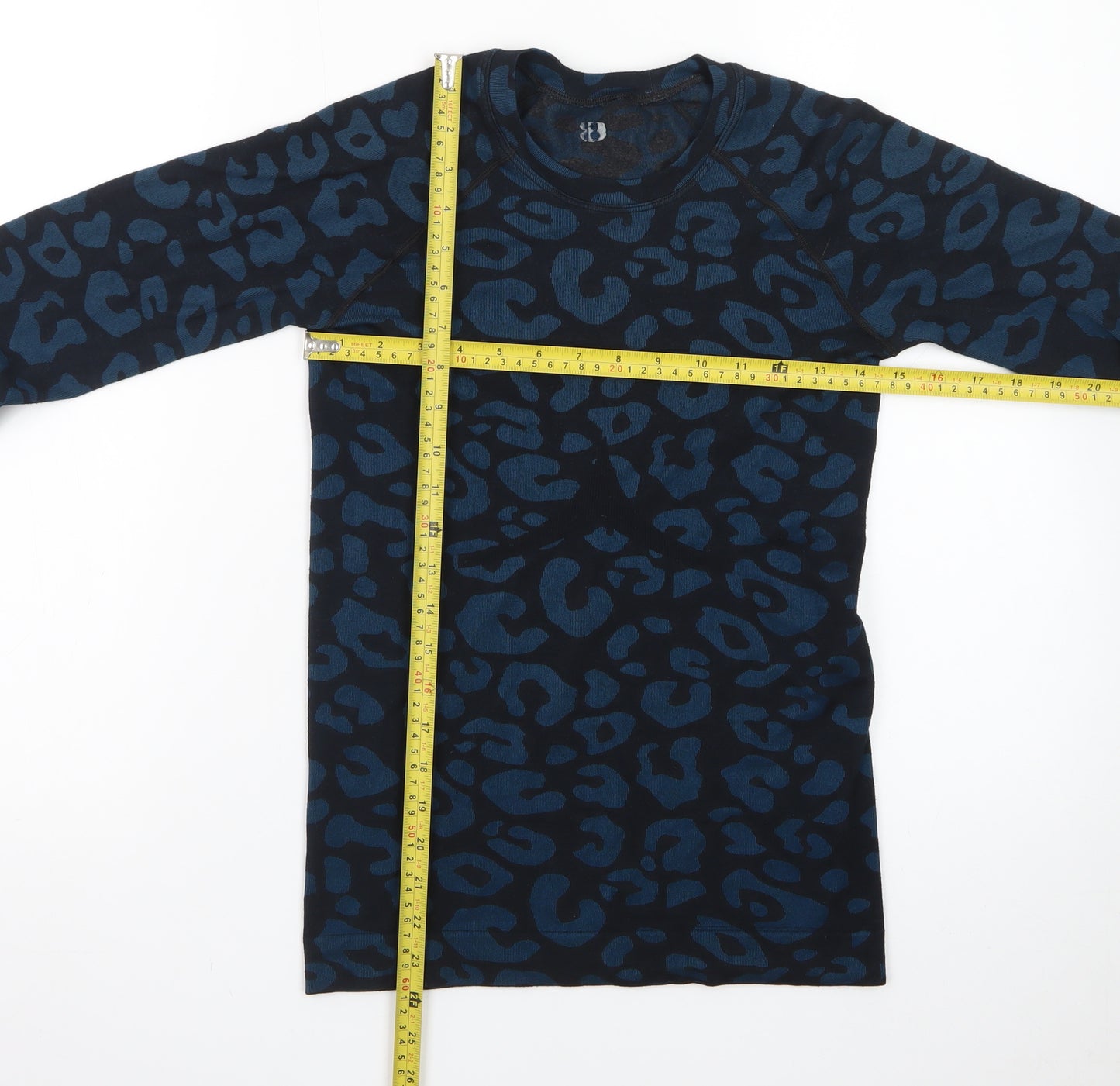 Sweaty Betty Womens Blue Animal Print Long Sleeve Top Size S