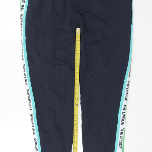 The Upside Men's Blue Jogger Trousers S Regular Fit Elastic Waist
