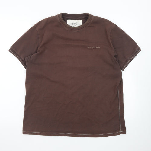 Rocha John Rocha Men's Brown Cotton Crew Neck T-Shirt Size L