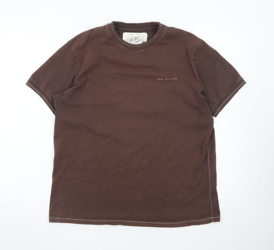 Rocha John Rocha Men's Brown Cotton Crew Neck T-Shirt Size L