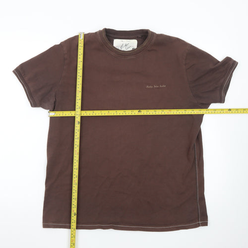 Rocha John Rocha Men's Brown Cotton Crew Neck T-Shirt Size L