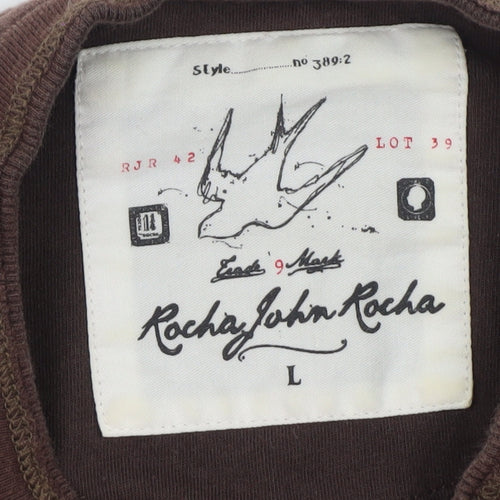 Rocha John Rocha Men's Brown Cotton Crew Neck T-Shirt Size L