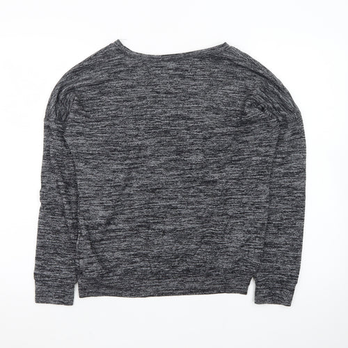 Miss Suki Women's Grey Rhinestone Jersey Long Sleeve Top Size M