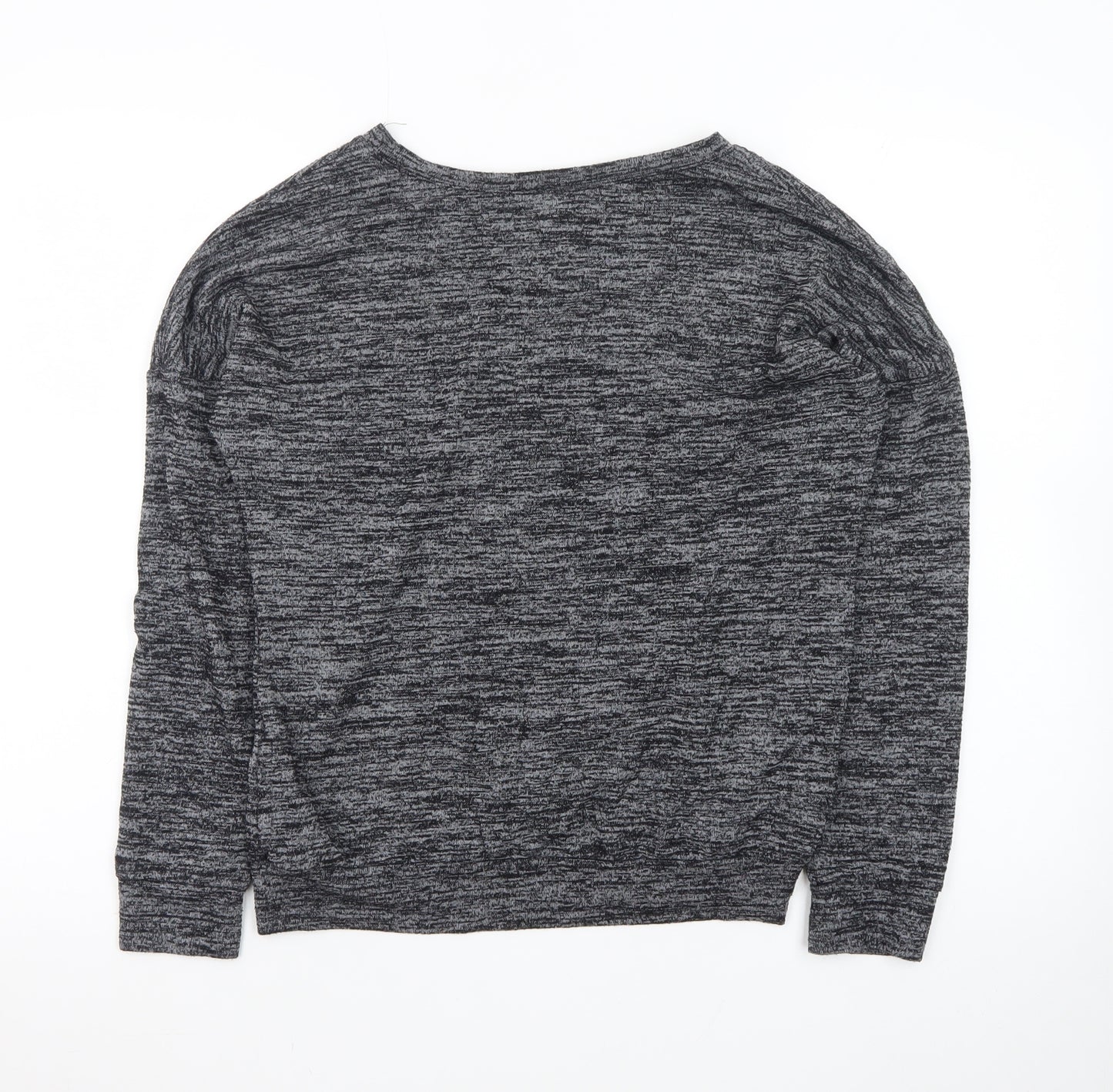 Miss Suki Women's Grey Rhinestone Jersey Long Sleeve Top Size M