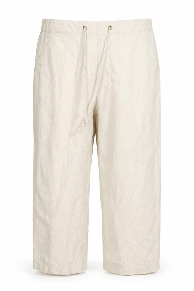 Charter Club Women’s Beige Linen Cropped Trousers L Relaxed Fit