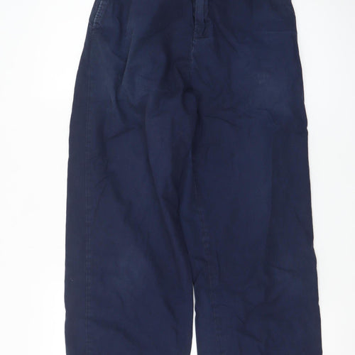 Zara Women Navy Blue Wide-Leg Elastic Waist Trousers Size S