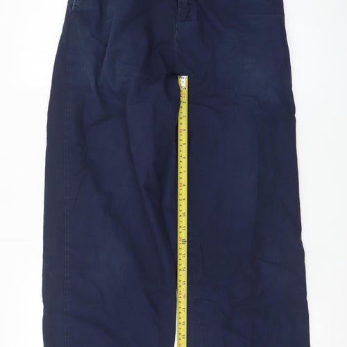 Zara Women Navy Blue Wide-Leg Elastic Waist Trousers Size S