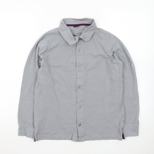 Cotton Traders Men's Grey Long Sleeve Polo Shirt XS Classic Fit