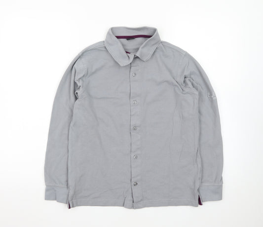 Cotton Traders Men's Grey Long Sleeve Polo Shirt XS Classic Fit