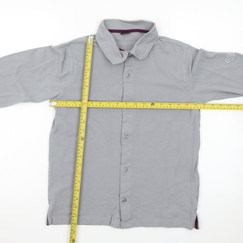 Cotton Traders Men's Grey Long Sleeve Polo Shirt XS Classic Fit
