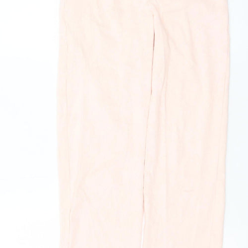 Boohoo Women’s Pink Linen Blend Wide-Leg Elastic Waist Trousers UK 10