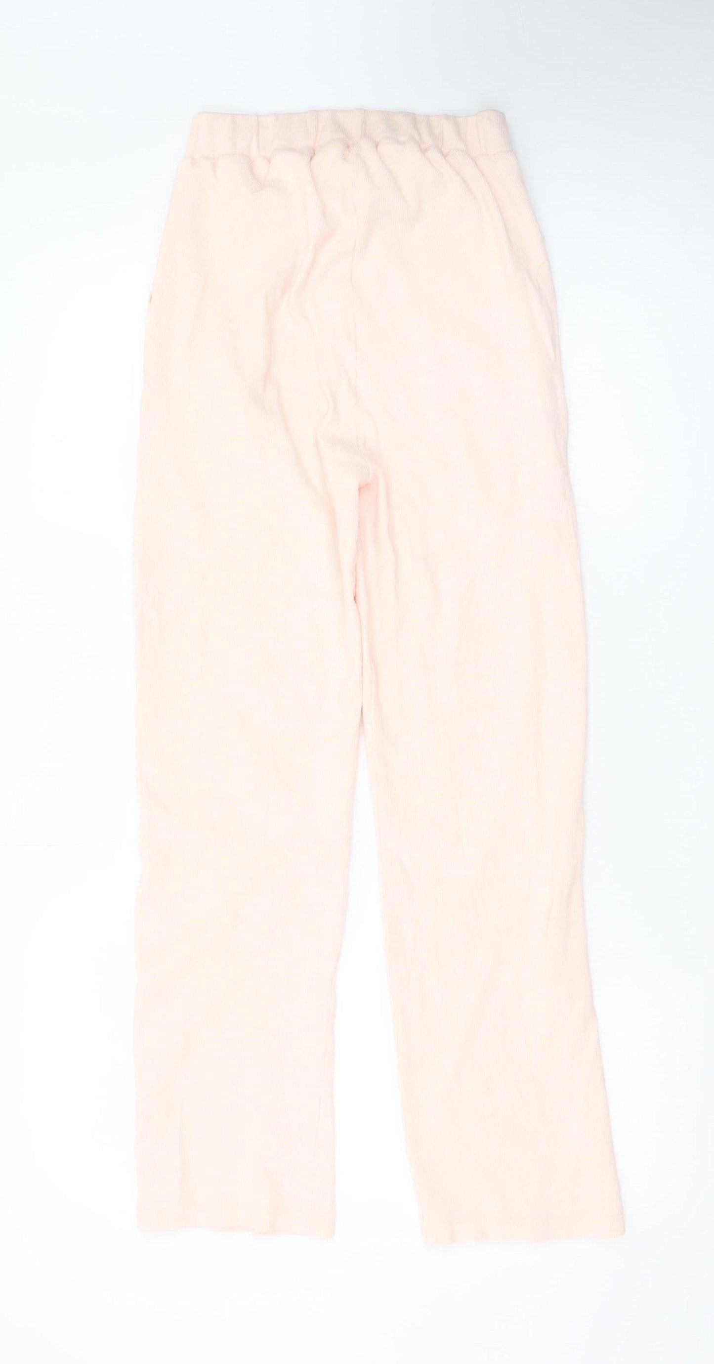 Boohoo Women’s Pink Linen Blend Wide-Leg Elastic Waist Trousers UK 10