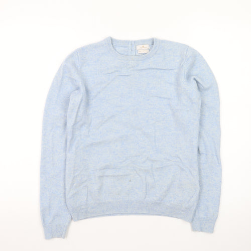 Munrospun Women's Blue Pure Cashmere Crew Neck Jumper Size M