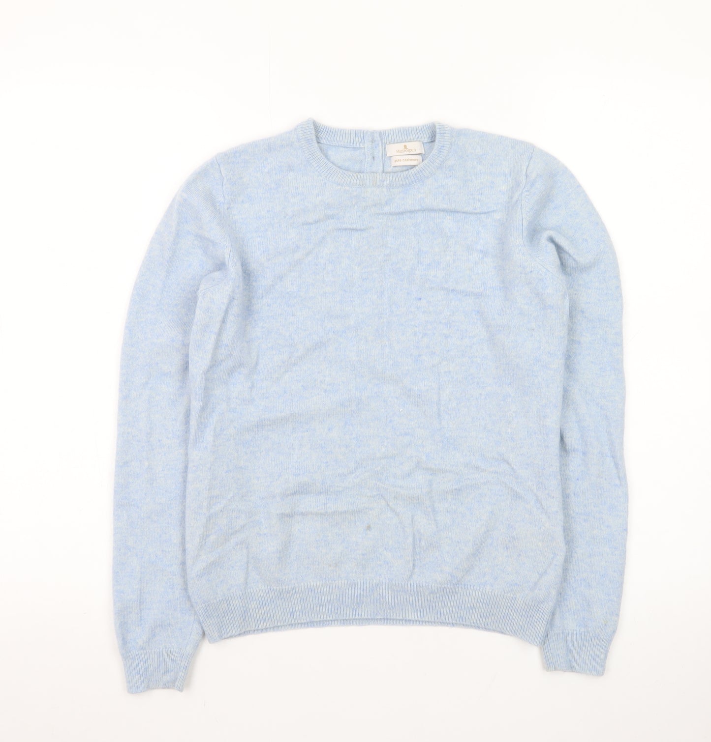 Munrospun Women's Blue Pure Cashmere Crew Neck Jumper Size M