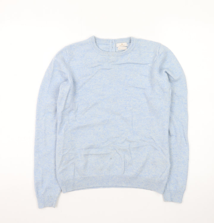 Munrospun Women's Blue Pure Cashmere Crew Neck Jumper Size M