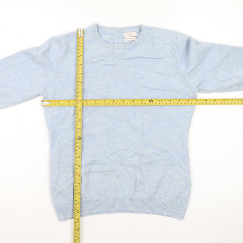 Munrospun Women's Blue Pure Cashmere Crew Neck Jumper Size M