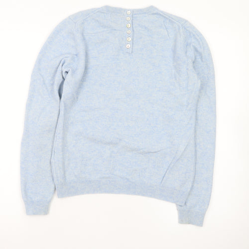 Munrospun Women's Blue Pure Cashmere Crew Neck Jumper Size M