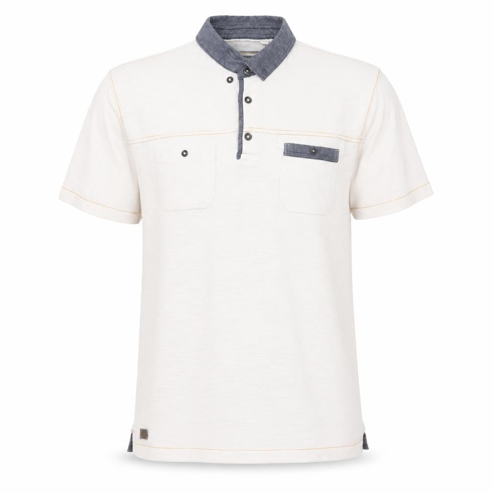Next Men Beige Short Sleeve Polo Shirt L 100% Cotton Button Pockets