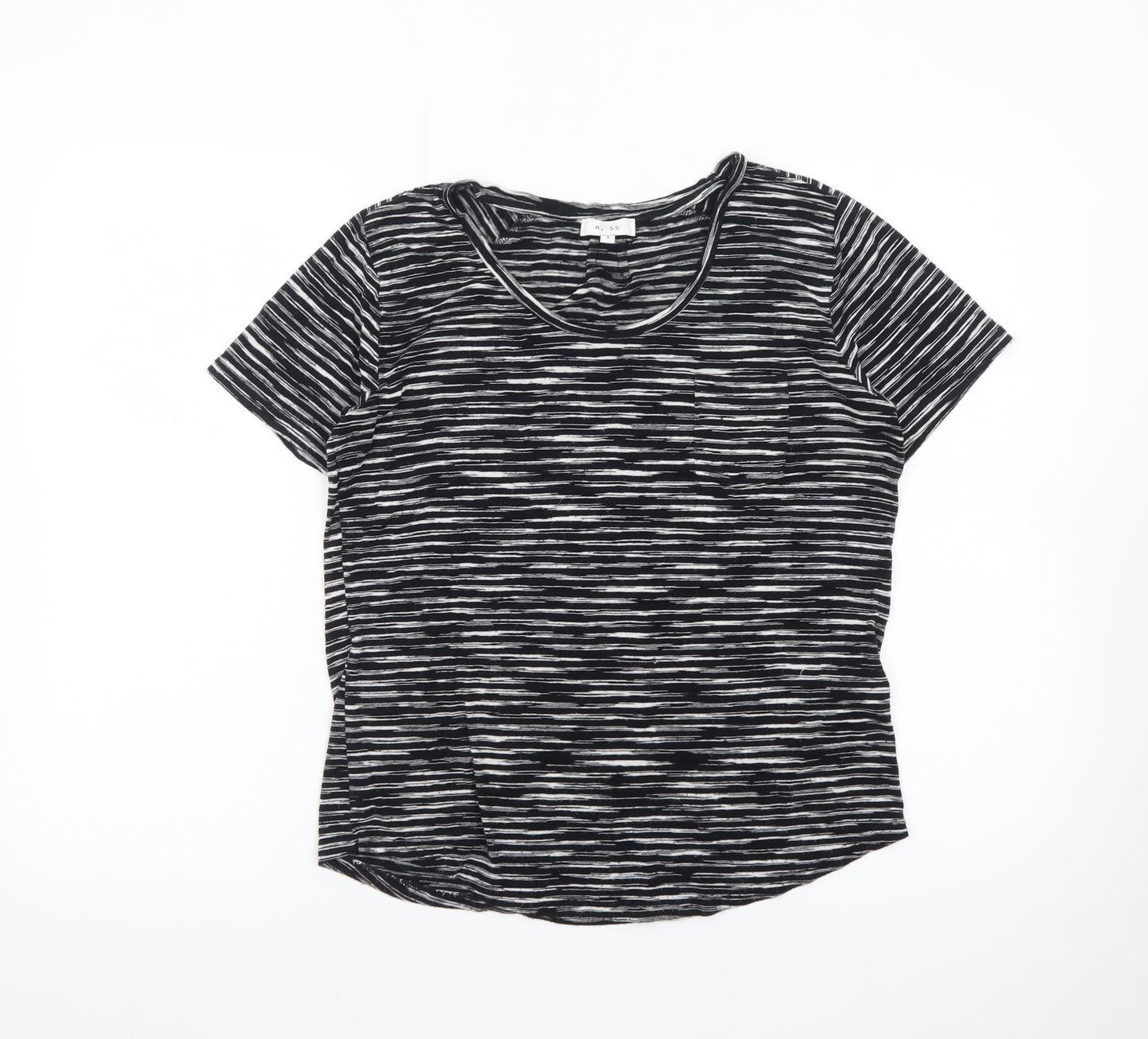 Reiss Women's Black Striped Jersey T-Shirt Size S
