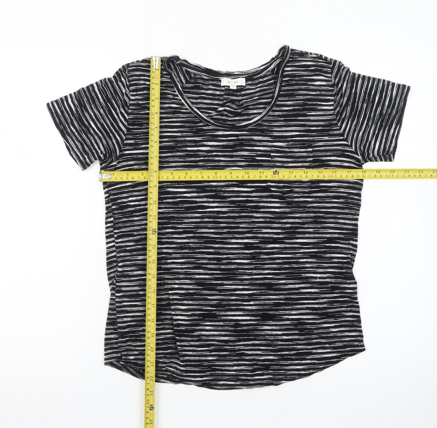Reiss Women's Black Striped Jersey T-Shirt Size S
