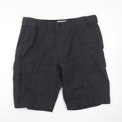 Marks and Spencer Men's Black Cargo Shorts 36in Regular Fit