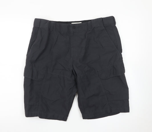 Marks and Spencer Men's Black Cargo Shorts 36in Regular Fit