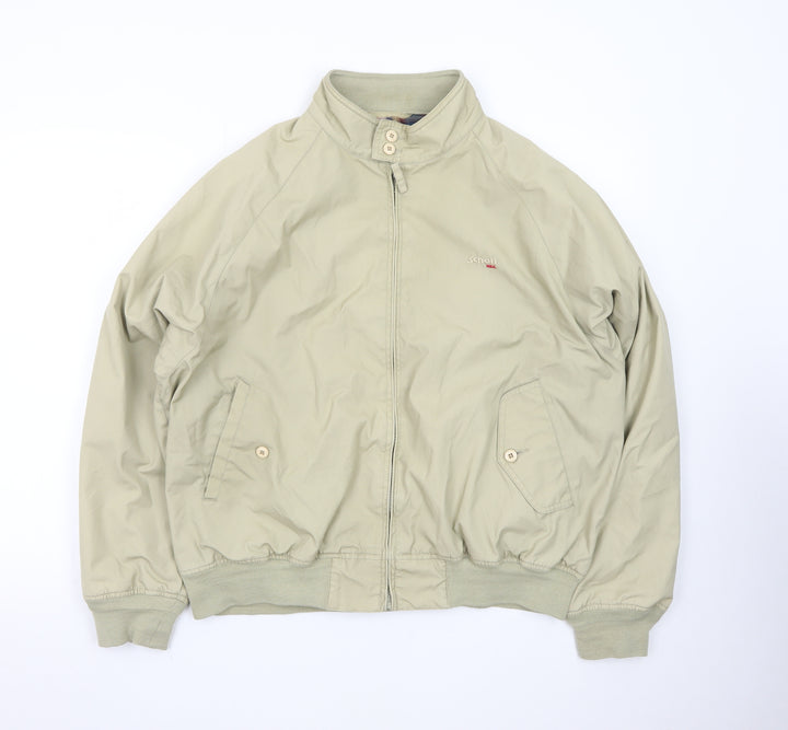 Schott NYC Men's Beige Bomber Jacket L Lightweight Cotton Blend