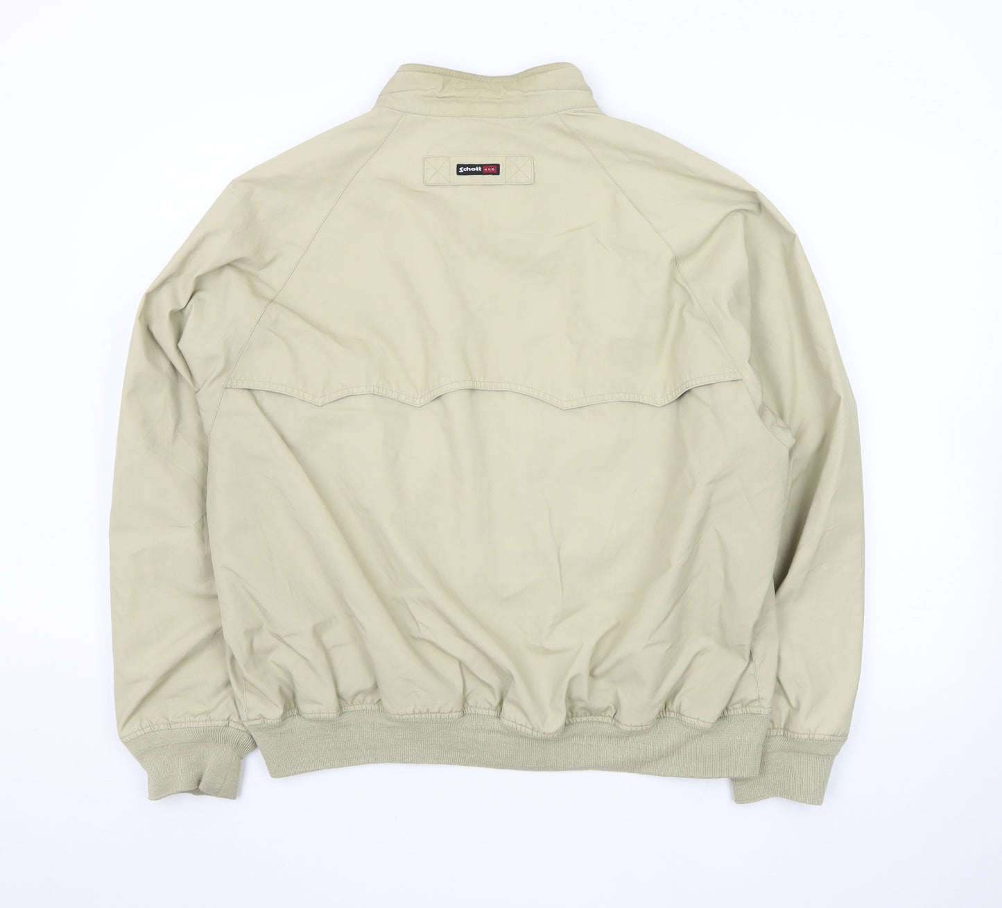 Schott NYC Men's Beige Bomber Jacket L Lightweight Cotton Blend
