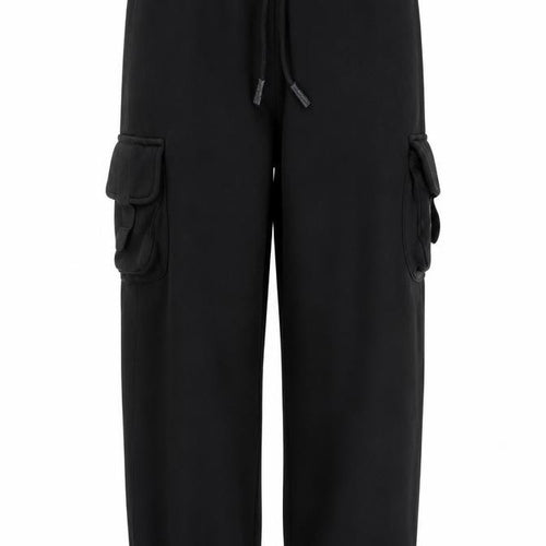 Collusion Mens Black Cargo Trousers S Regular Fit Elastic Waist Fleece