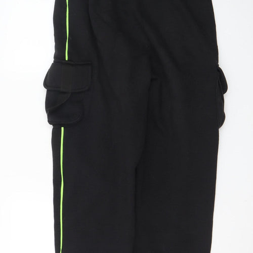Collusion Mens Black Cargo Trousers S Regular Fit Elastic Waist Fleece