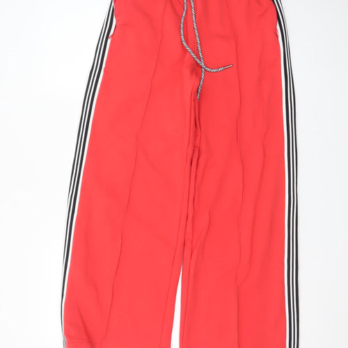 Marks and Spencer Women Red Jogger Trousers Size 8 Wide-Leg Stripe