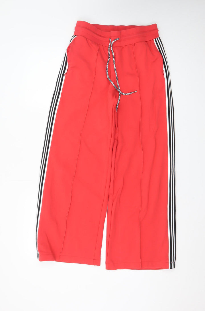 Marks and Spencer Women Red Jogger Trousers Size 8 Wide-Leg Stripe
