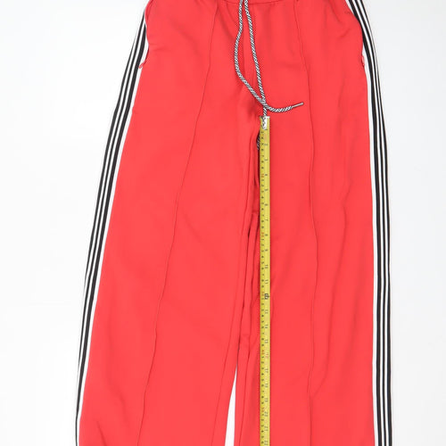 Marks and Spencer Women Red Jogger Trousers Size 8 Wide-Leg Stripe