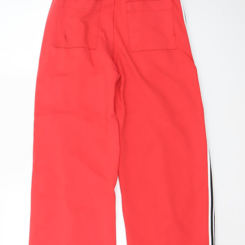 Marks and Spencer Women Red Jogger Trousers Size 8 Wide-Leg Stripe